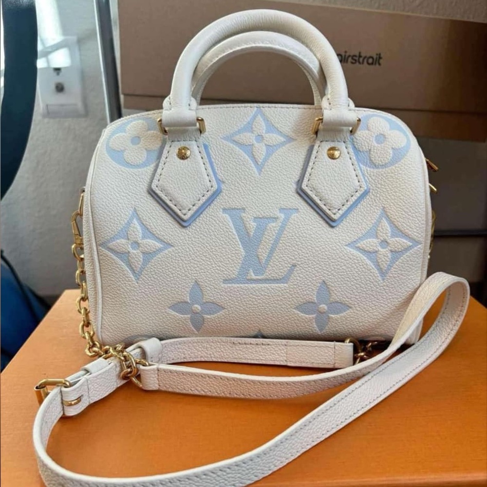 Louis Vuitton White & Light Blue Alma BB Satchel - Picture 2 of 5